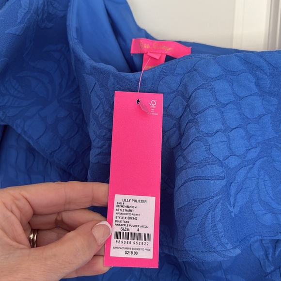 NWT - LILLY PULITZER Kipton One-Shoulder Romper Blue Pineapple print - Size 4 - Picture 3 of 5